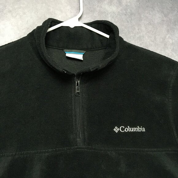 Columbia Mens 1/4 Zip Pullover Sweater Shirt size XL Black Long Sleeve Fuzzy - Picture 2 of 16